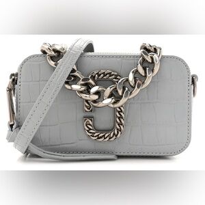 MARC JACOBS Calfskin Croc Embossed Snapshot Camera Bag Quarry NWT